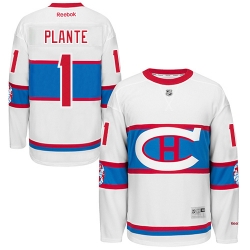 Jacques Plante Reebok Montreal Canadiens Premier White 2016 Winter Classic NHL Jersey