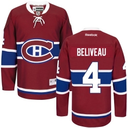 Jean Beliveau Reebok Montreal Canadiens Authentic Red Home NHL Jersey