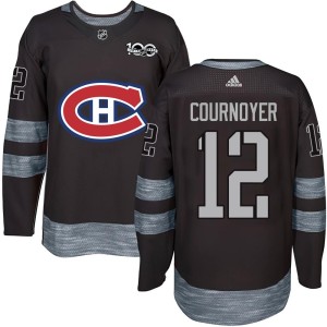 Yvan Cournoyer Men's Montreal Canadiens Authentic Black 1917-2017 100th Anniversary Jersey