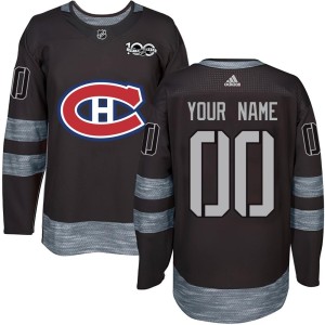 Custom Men's Montreal Canadiens Authentic Black Custom 1917-2017 100th Anniversary Jersey