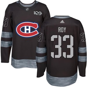 Patrick Roy Men's Montreal Canadiens Authentic Black 1917-2017 100th Anniversary Jersey