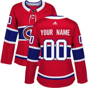 Custom Women's Adidas Montreal Canadiens Authentic Red Custom Home Jersey