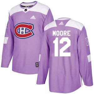 Dickie Moore Youth Adidas Montreal Canadiens Authentic Purple Fights Cancer Practice Jersey