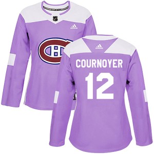 Yvan Cournoyer Women's Adidas Montreal Canadiens Authentic Purple Fights Cancer Practice Jersey