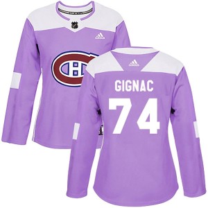 Brandon Gignac Women's Adidas Montreal Canadiens Authentic Purple Fights Cancer Practice Jersey