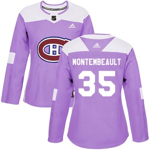 Sam Montembeault Women's Adidas Montreal Canadiens Authentic Purple Fights Cancer Practice Jersey