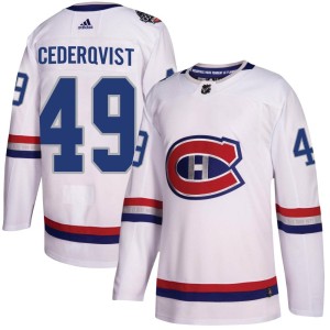 Filip Cederqvist Men's Adidas Montreal Canadiens Authentic White 2017 100 Classic Jersey