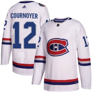 Yvan Cournoyer Men's Adidas Montreal Canadiens Authentic White 2017 100 Classic Jersey