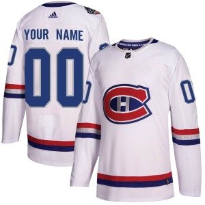 Custom Youth Adidas Montreal Canadiens Authentic White Custom 2017 100 Classic Jersey