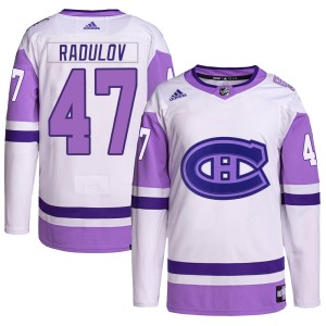 Alexander Radulov Youth Adidas Montreal Canadiens Authentic White/Purple Hockey Fights Cancer Primegreen Jersey
