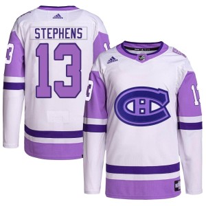 Mitchell Stephens Youth Adidas Montreal Canadiens Authentic White/Purple Hockey Fights Cancer Primegreen Jersey