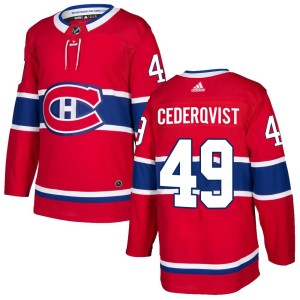Filip Cederqvist Men's Adidas Montreal Canadiens Authentic Red Home Jersey