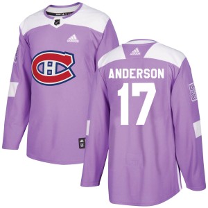 Josh Anderson Men's Adidas Montreal Canadiens Authentic Purple Fights Cancer Practice Jersey