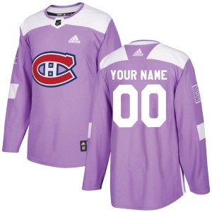 Custom Men's Adidas Montreal Canadiens Authentic Purple Custom Fights Cancer Practice Jersey