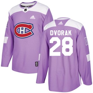 Christian Dvorak Men's Adidas Montreal Canadiens Authentic Purple Fights Cancer Practice Jersey