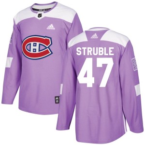 Jayden Struble Men's Adidas Montreal Canadiens Authentic Purple Fights Cancer Practice Jersey