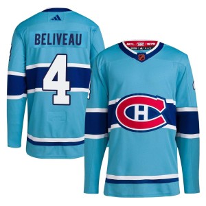 Jean Beliveau Men's Adidas Montreal Canadiens Authentic Light Blue Reverse Retro 2.0 Jersey