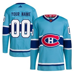 Custom Men's Adidas Montreal Canadiens Authentic Light Blue Custom Reverse Retro 2.0 Jersey
