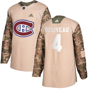 Jean Beliveau Youth Adidas Montreal Canadiens Authentic Camo Veterans Day Practice Jersey