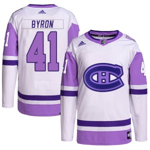 Paul Byron Men's Adidas Montreal Canadiens Authentic White/Purple Hockey Fights Cancer Primegreen Jersey