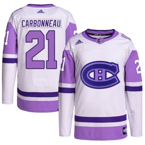 Guy Carbonneau Men's Adidas Montreal Canadiens Authentic White/Purple Hockey Fights Cancer Primegreen Jersey