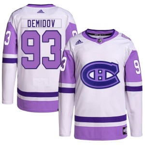 Ivan Demidov Men's Adidas Montreal Canadiens Authentic White/Purple Hockey Fights Cancer Primegreen Jersey