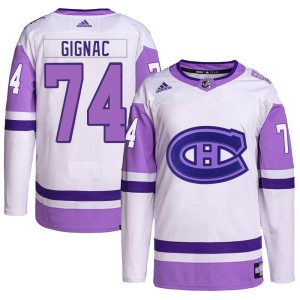 Brandon Gignac Men's Adidas Montreal Canadiens Authentic White/Purple Hockey Fights Cancer Primegreen Jersey