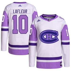 Guy Lafleur Men's Adidas Montreal Canadiens Authentic White/Purple Hockey Fights Cancer Primegreen Jersey