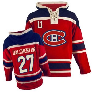 Alex Galchenyuk Youth Montreal Canadiens Authentic Red Old Time Hockey Sawyer Hooded Sweatshirt