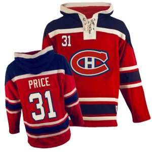 Carey Price Youth Montreal Canadiens Authentic Red Old Time Hockey Sawyer Hooded Sweatshirt