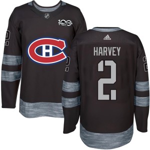 Doug Harvey Men's Montreal Canadiens Authentic Black 1917-2017 100th Anniversary Jersey