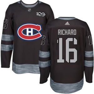Henri Richard Men's Montreal Canadiens Authentic Black 1917-2017 100th Anniversary Jersey