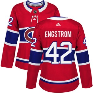 Adam Engstrom Women's Adidas Montreal Canadiens Authentic Red Home Jersey