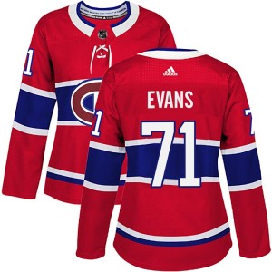 Jake Evans Women's Adidas Montreal Canadiens Authentic Red Home Jersey