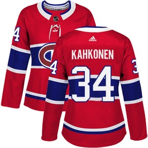 Kaapo Kahkonen Women's Adidas Montreal Canadiens Authentic Red Home Jersey