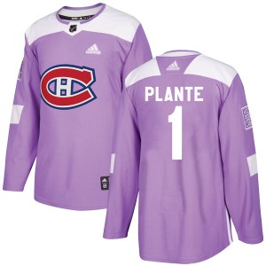 Jacques Plante Youth Adidas Montreal Canadiens Authentic Purple Fights Cancer Practice Jersey