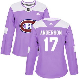 Josh Anderson Women's Adidas Montreal Canadiens Authentic Purple Fights Cancer Practice Jersey