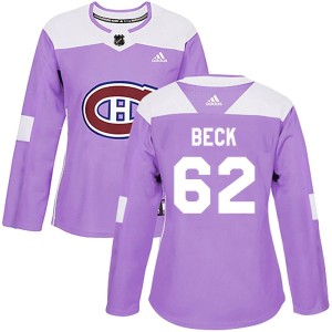 Owen Beck Women's Adidas Montreal Canadiens Authentic Purple Fights Cancer Practice Jersey