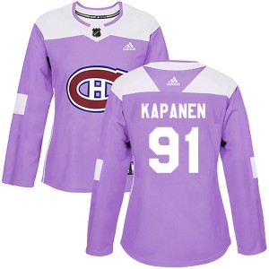 Oliver Kapanen Women's Adidas Montreal Canadiens Authentic Purple Fights Cancer Practice Jersey