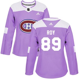 Joshua Roy Women's Adidas Montreal Canadiens Authentic Purple Fights Cancer Practice Jersey