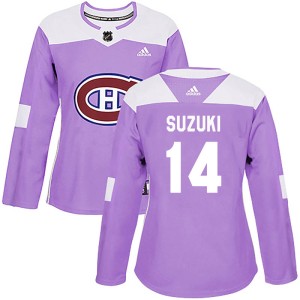 Nick Suzuki Women's Adidas Montreal Canadiens Authentic Purple Fights Cancer Practice Jersey