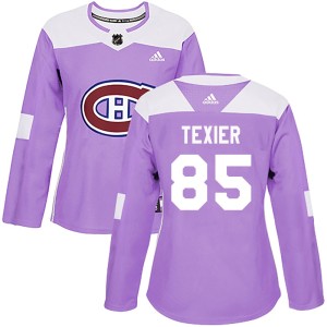 Alexandre Texier Women's Adidas Montreal Canadiens Authentic Purple Fights Cancer Practice Jersey