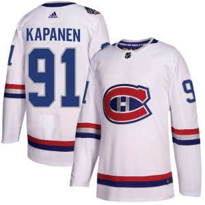 Oliver Kapanen Youth Adidas Montreal Canadiens Authentic White 2017 100 Classic Jersey