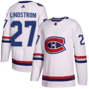 Gustav Lindstrom Youth Adidas Montreal Canadiens Authentic White 2017 100 Classic Jersey
