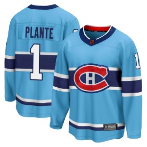 Jacques Plante Men's Fanatics Branded Montreal Canadiens Breakaway Light Blue Special Edition 2.0 Jersey