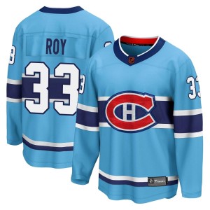 Patrick Roy Men's Fanatics Branded Montreal Canadiens Breakaway Light Blue Special Edition 2.0 Jersey
