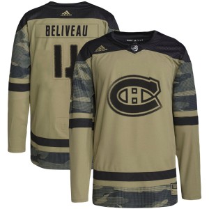 Jean Beliveau Men's Adidas Montreal Canadiens Authentic Camo Military Appreciation Practice Jersey