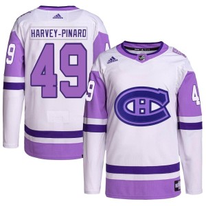 Rafael Harvey-Pinard Youth Adidas Montreal Canadiens Authentic White/Purple Hockey Fights Cancer Primegreen Jersey
