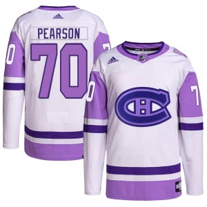 Tanner Pearson Youth Adidas Montreal Canadiens Authentic White/Purple Hockey Fights Cancer Primegreen Jersey