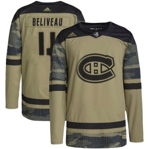 Jean Beliveau Youth Adidas Montreal Canadiens Authentic Camo Military Appreciation Practice Jersey